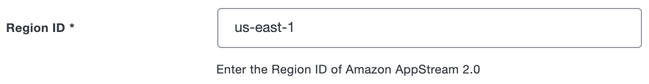 Duo Amazon AppStream 2.0 Region ID Field