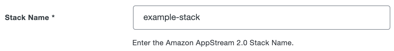 Duo Amazon AppStream 2.0 Stack Name Field