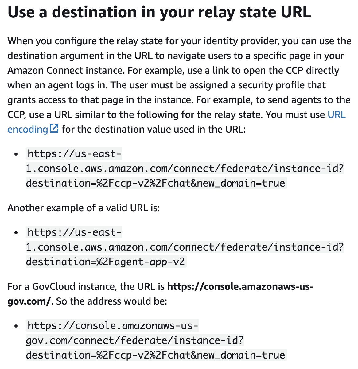 Amazon Connect Documentation Link Excerpt
