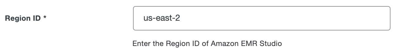 Duo Amazon EMR Studio Region ID Field