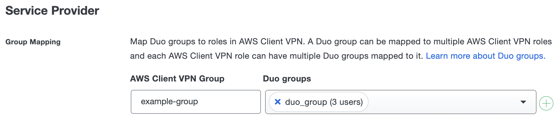 Duo AWS Client VPN Group Mapping Fields