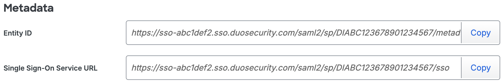 Duo BeyondTrust Metadata URLs