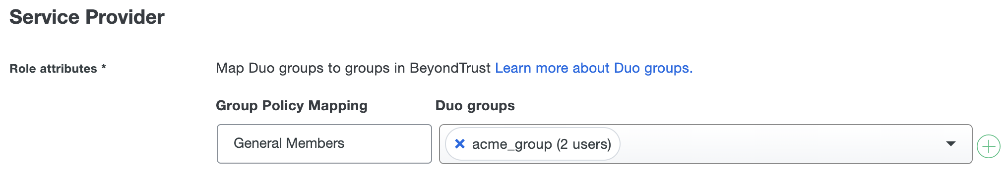 Duo BeyondTrust Role Attributes Fields
