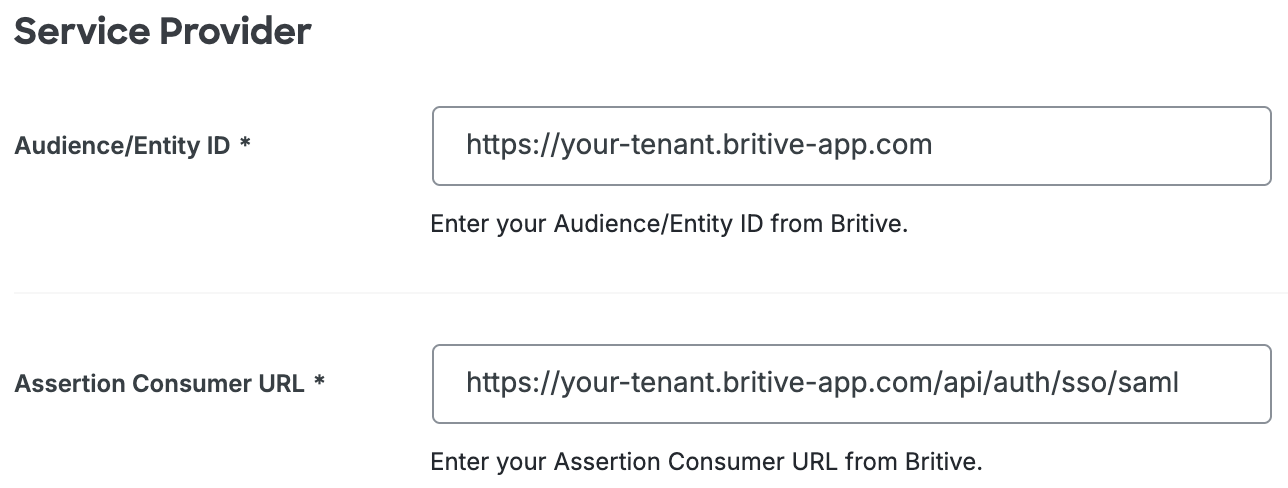 Duo Britive Service Provider Fields