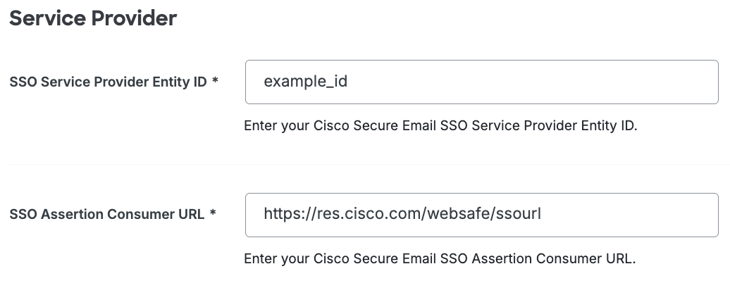 Duo Cisco Secure Email Service Provider Fields