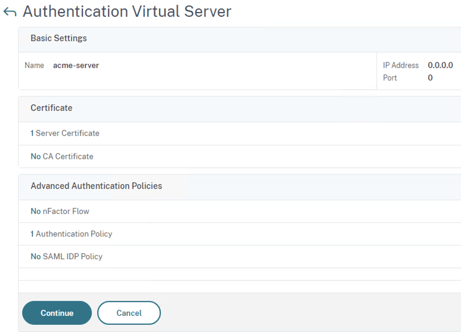 NetScaler Authentication Virtual Server