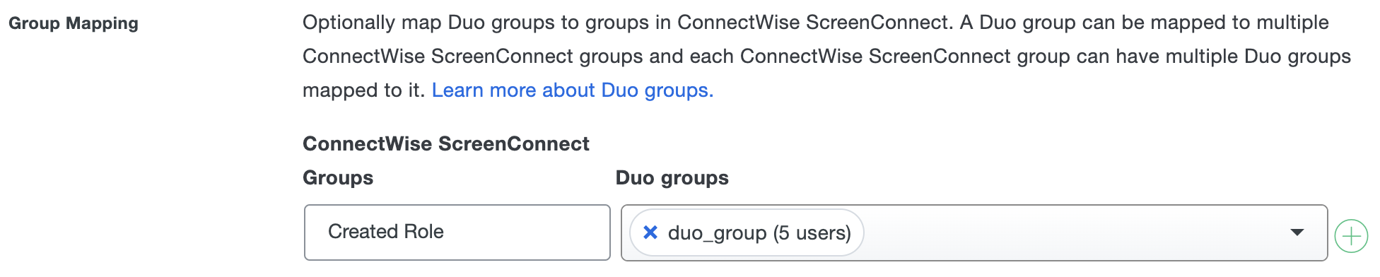 Duo ConnectWise ScreenConnect Created Role