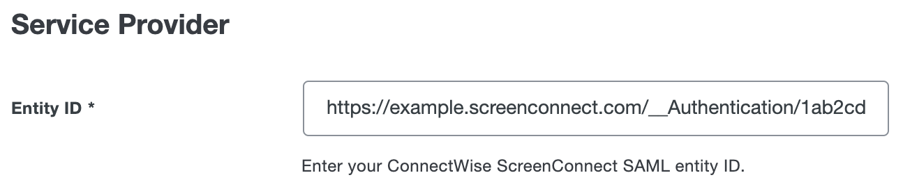 Duo ConnectWise ScreenConnect Service Provider Entity ID
