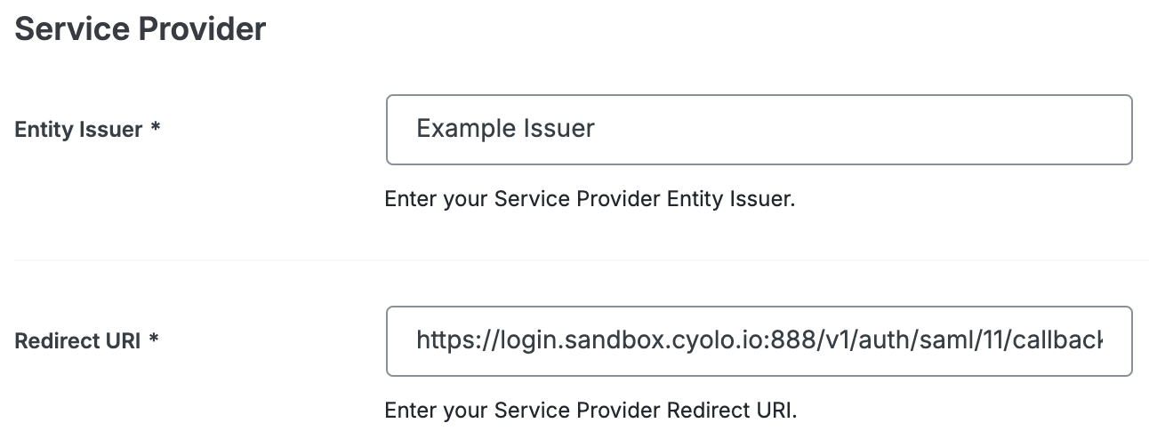 Duo Cyolo Service Provider Fields