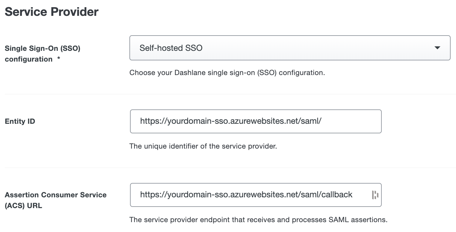 Duo Dashlane Self-Hosted SSO Selected
