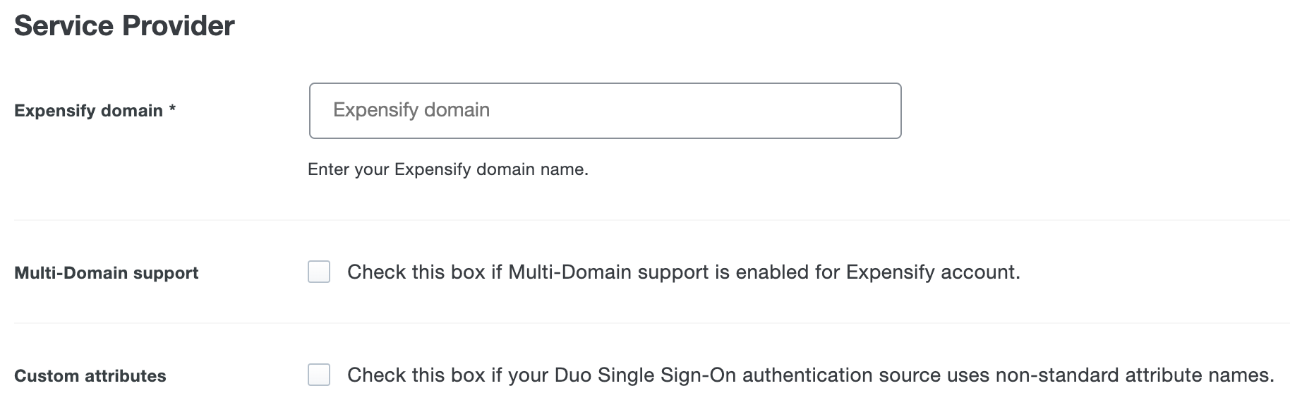 Duo Expensify Custom Attributes Checkbox