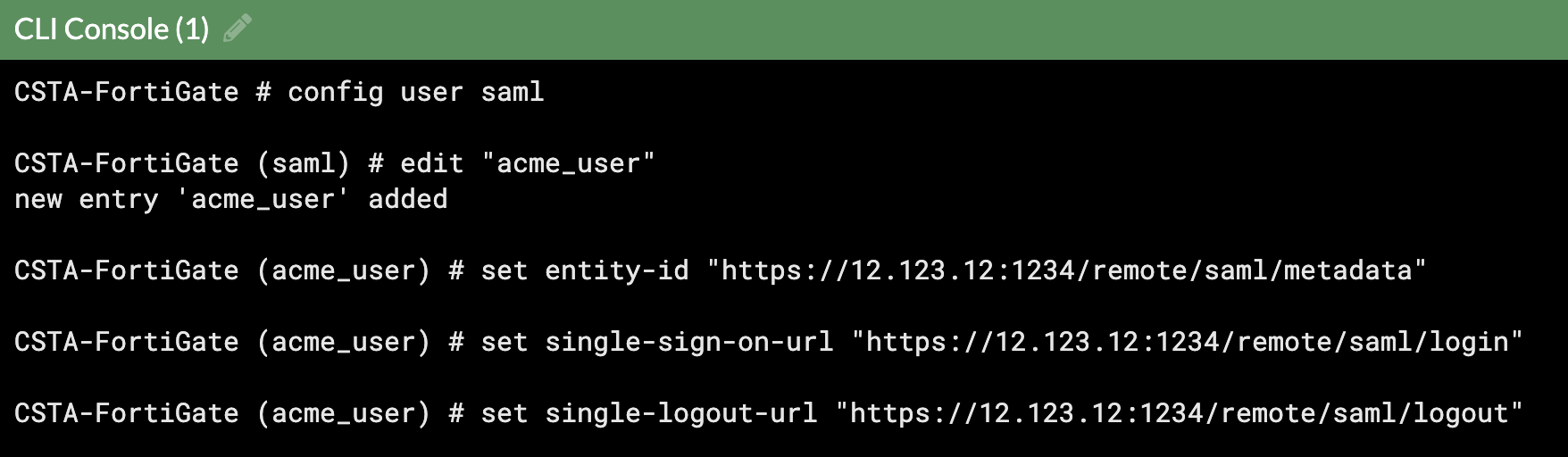 Fortinet FortiGate URLs Added to CLI Console