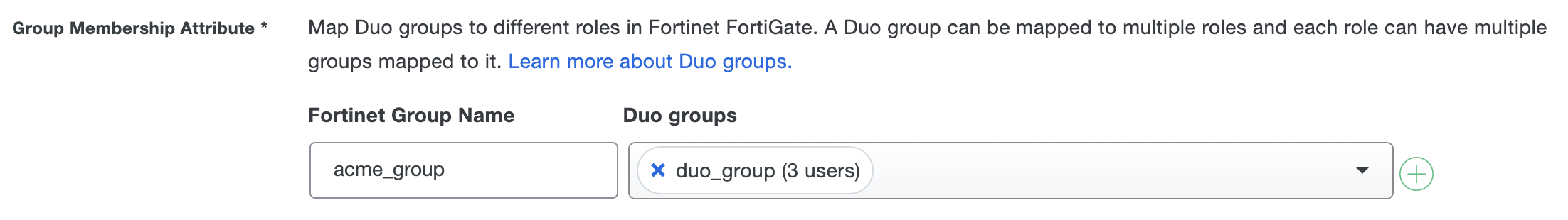 Duo Fortinet FortiGate Group Mapping