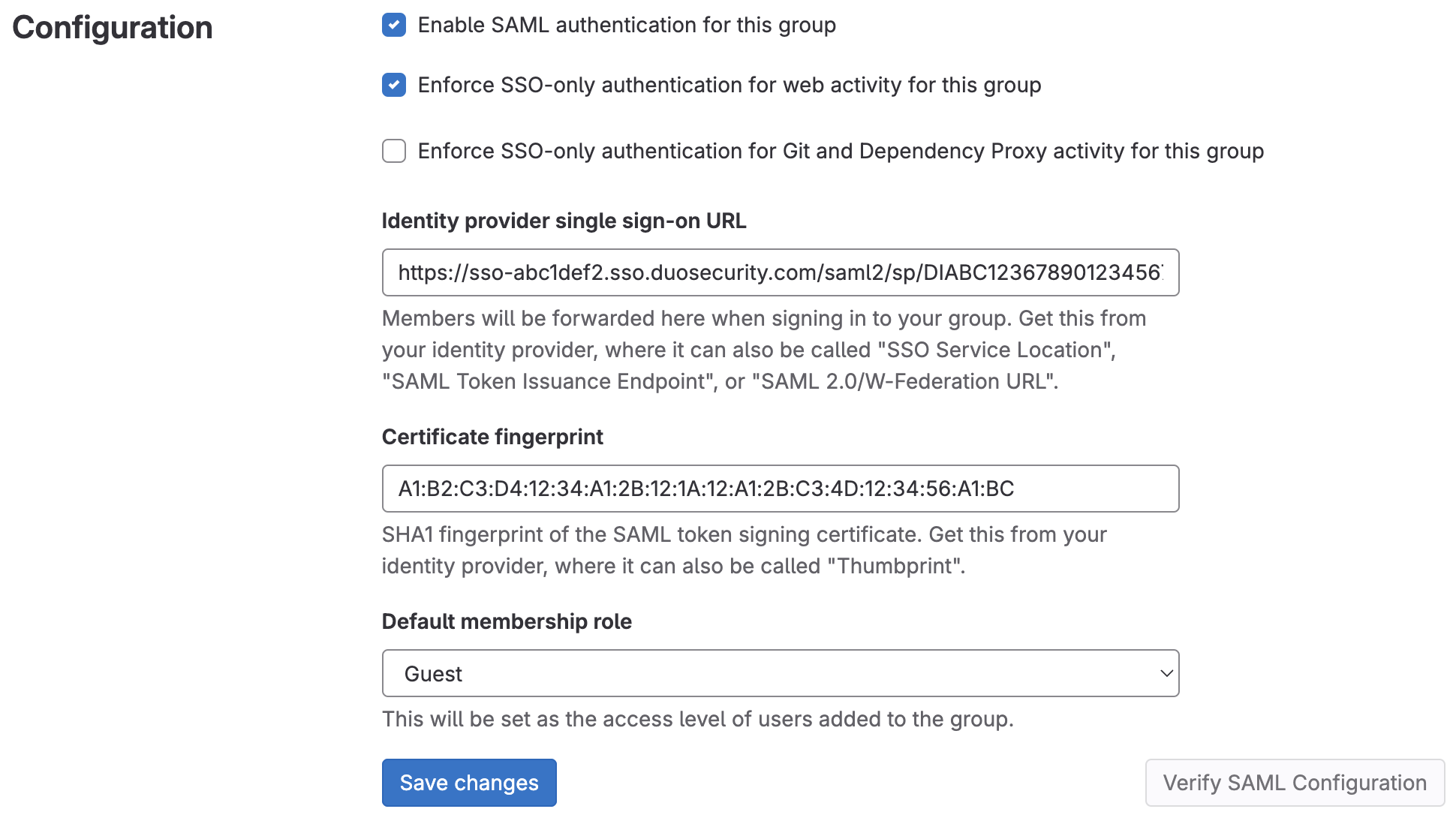 GitLab SaaS SAML Configuration