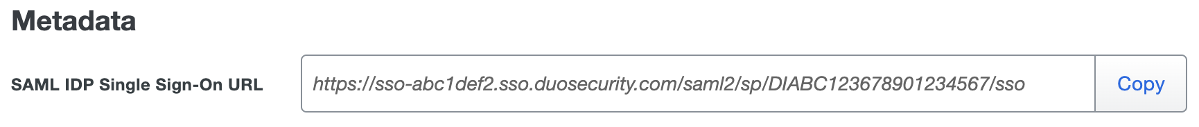 Duo HashiCorp Cloud SAML IDP Single Sign-On URL Field