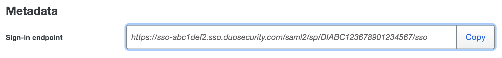 Duo Island Sign-in Endpoint URL
