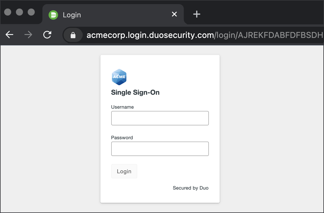 Duo Single Sign-On Login and Authentication Prompt