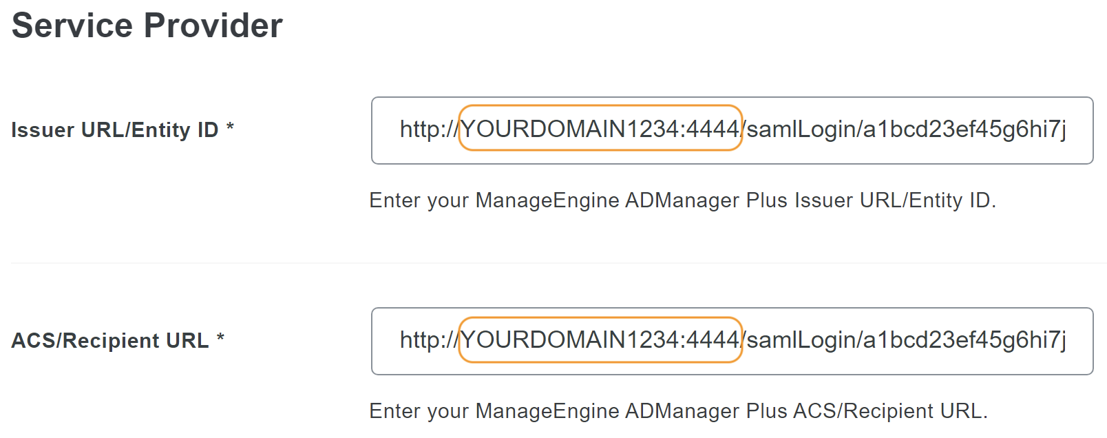 Duo ManageEngine ADManager Plus Service Provider URLs