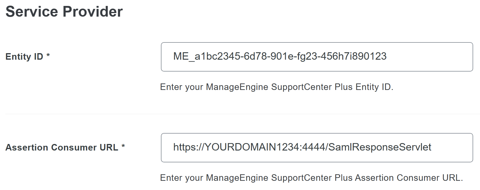 Duo ManageEngine SupportCenter Plus Service Provider Fields