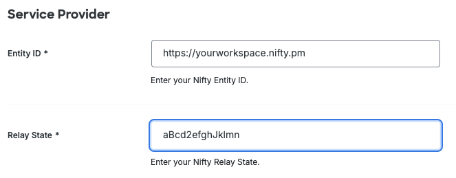 Duo Nifty Service Provider Fields