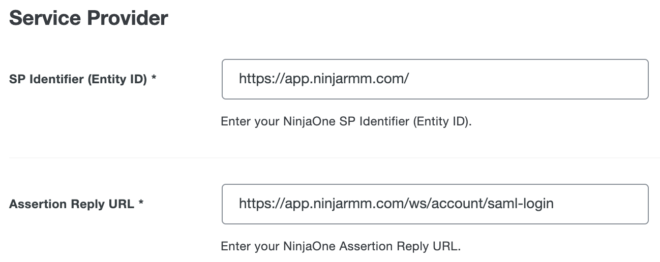 Duo NinjaOne Service Provider URLs