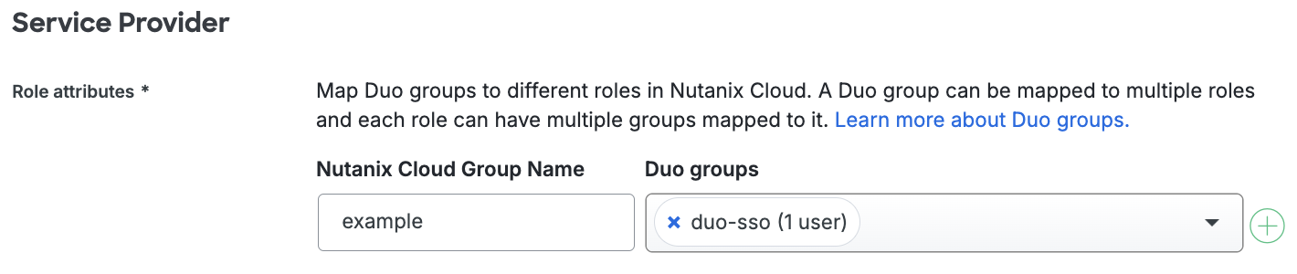 Duo Nutanix Cloud Role Attributes Fields