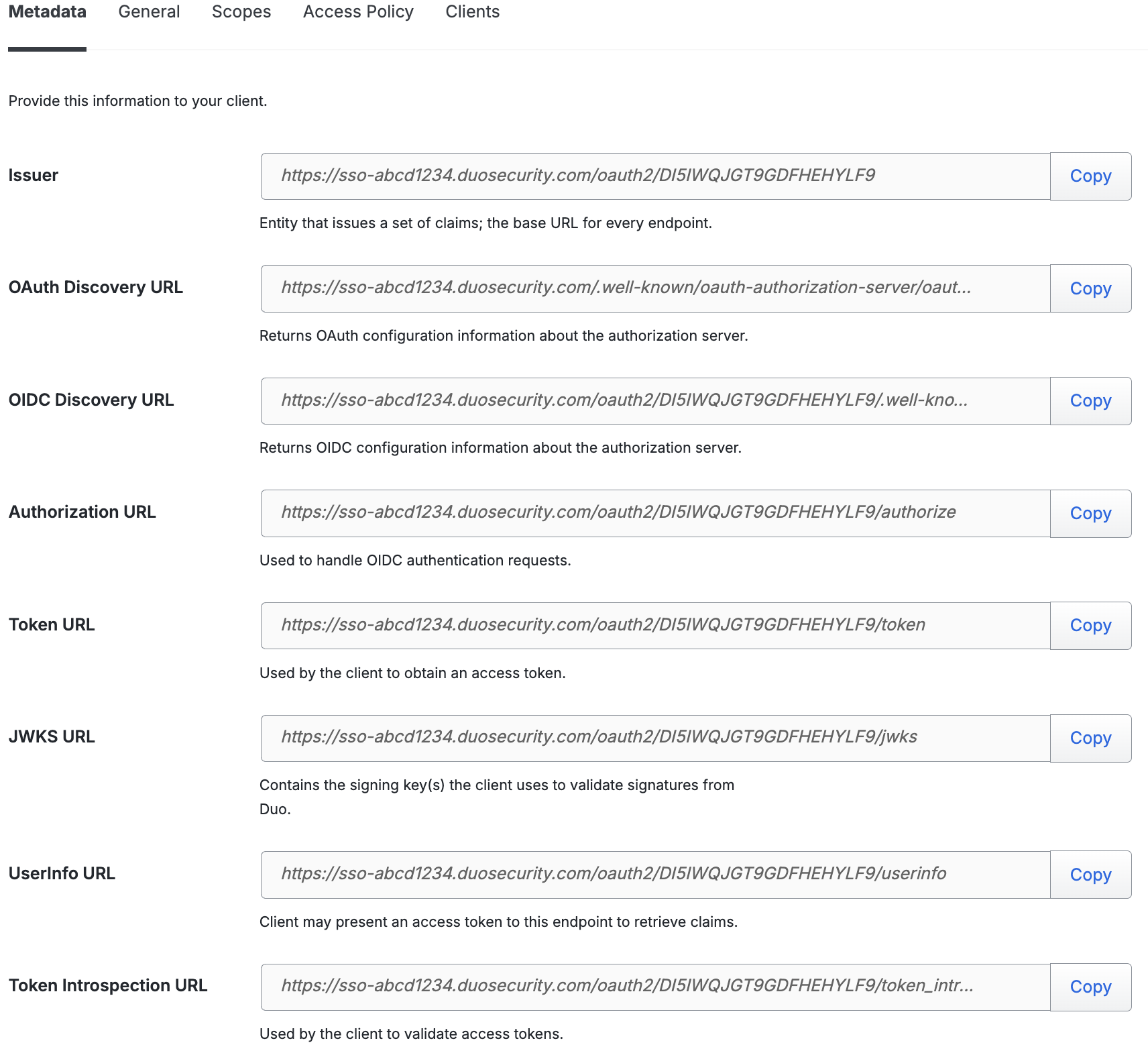 Metadata for configuring OAuth 2.1 Client Credentials