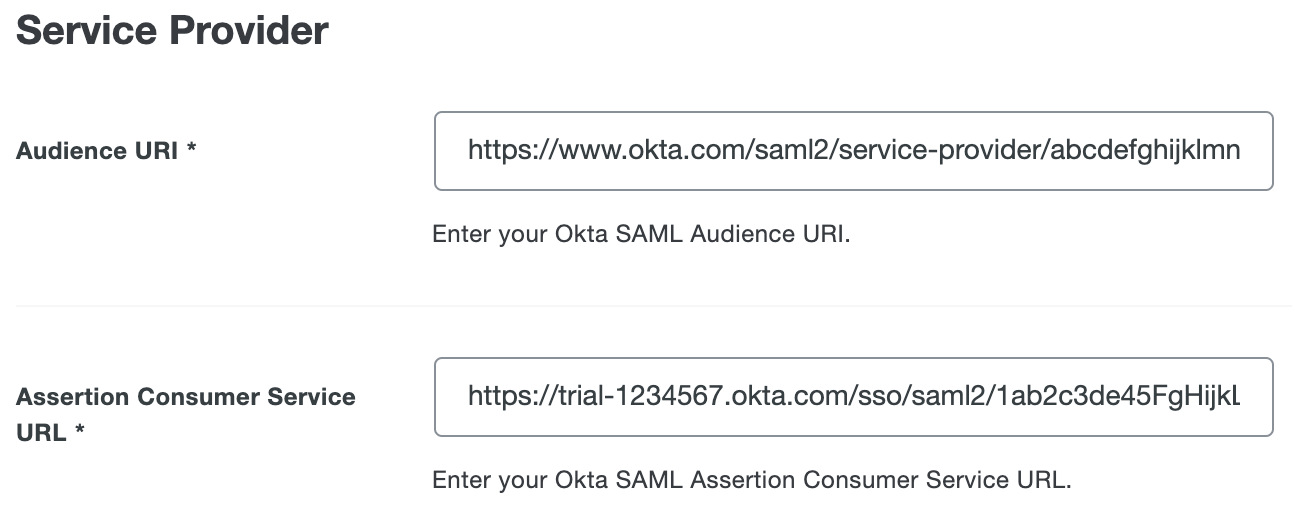 Duo Okta Service Provider URLs