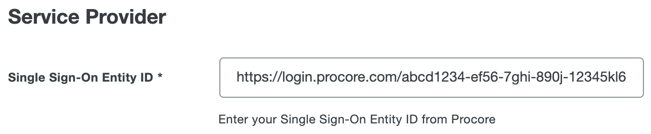 Duo Procore Service Provider Entity ID