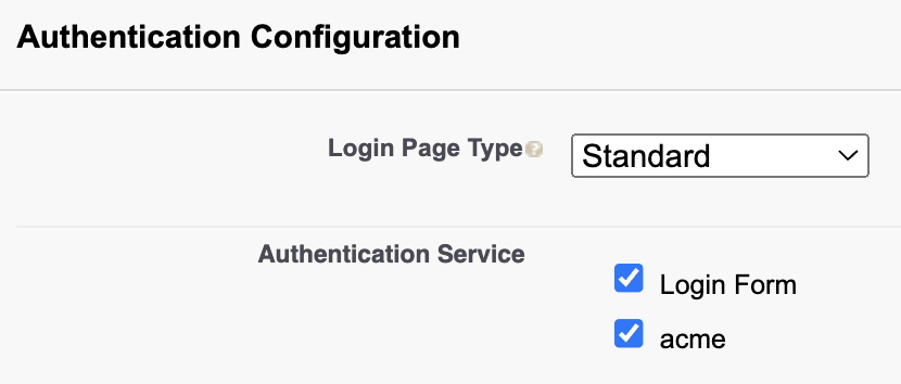 Remedyforce Authentication Service Login Form and Unique Name Checkboxes