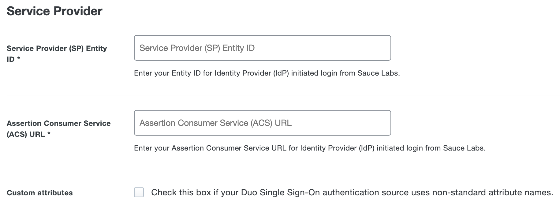 Duo Sauce Labs Custom Attributes Checkbox
