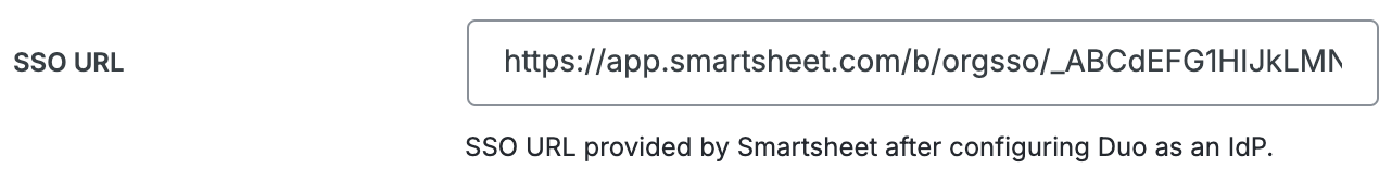 Duo Smartsheet - Domain Level SSO URL