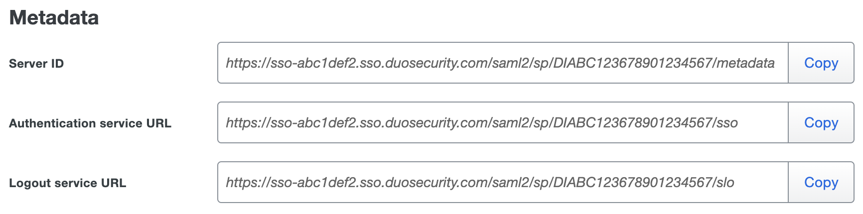 Duo SonicWall SMA 200 Series Metadata URLs