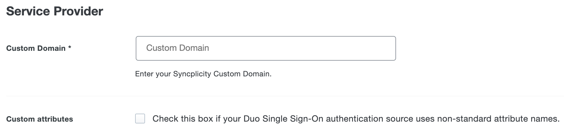 Duo Syncplicity Custom Attributes Checkbox