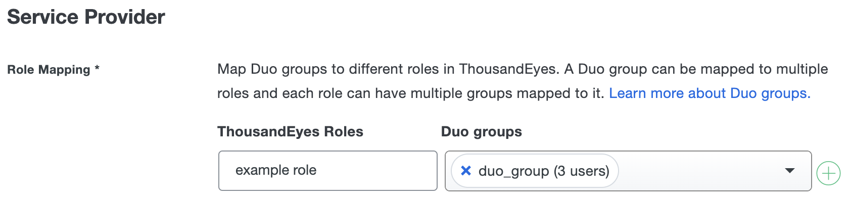 Duo ThousandEyes Role Mapping Fields
