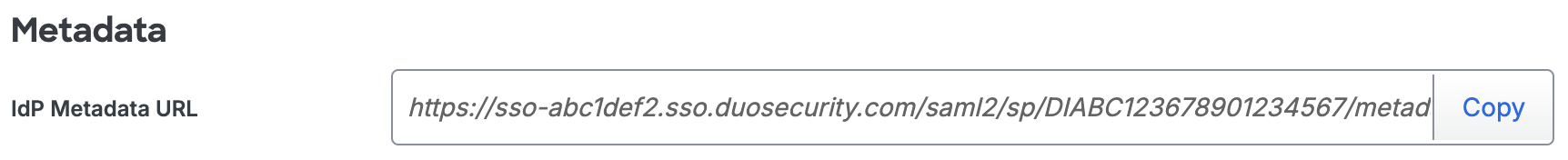 Duo UiPath IdP Metadata URL