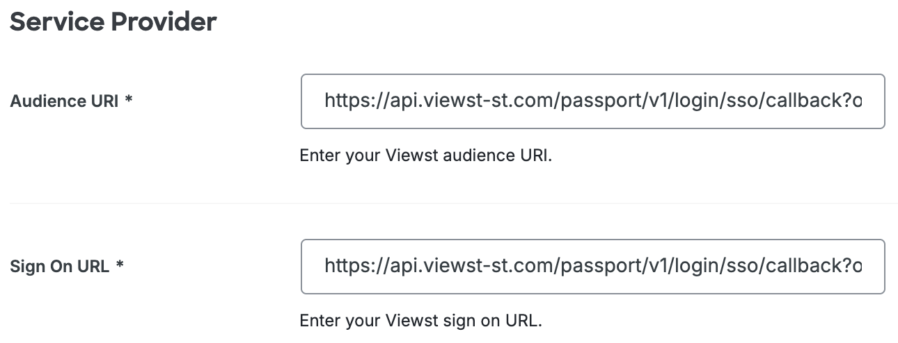 Duo Viewst Service Provider Fields