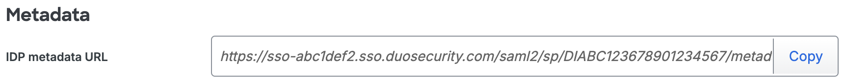 Duo WebWork Time Tracker IdP Metadata URL