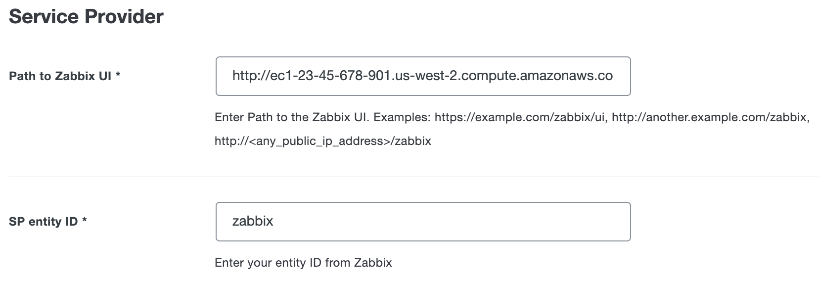 Duo Zabbix Service Provider Fields