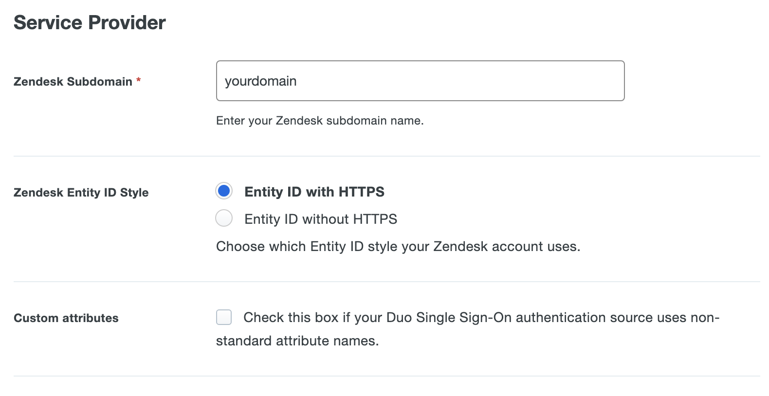 Duo Zendesk Application Settings