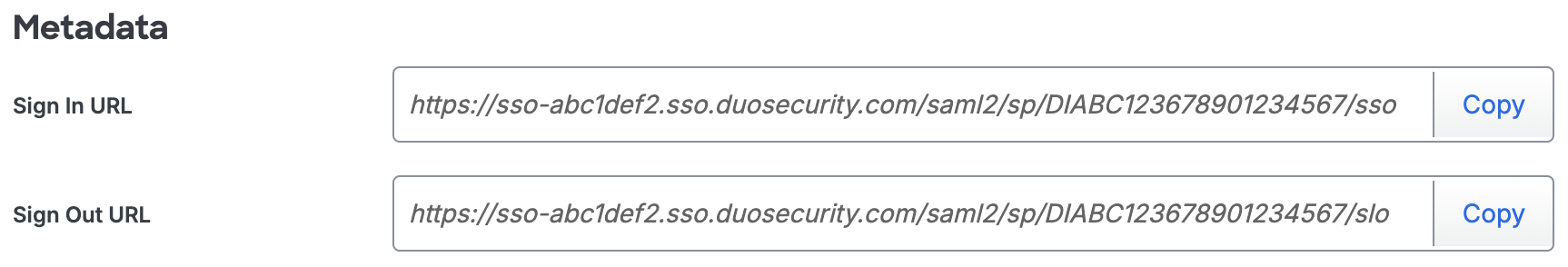 Duo Ziflow Metadata URLs