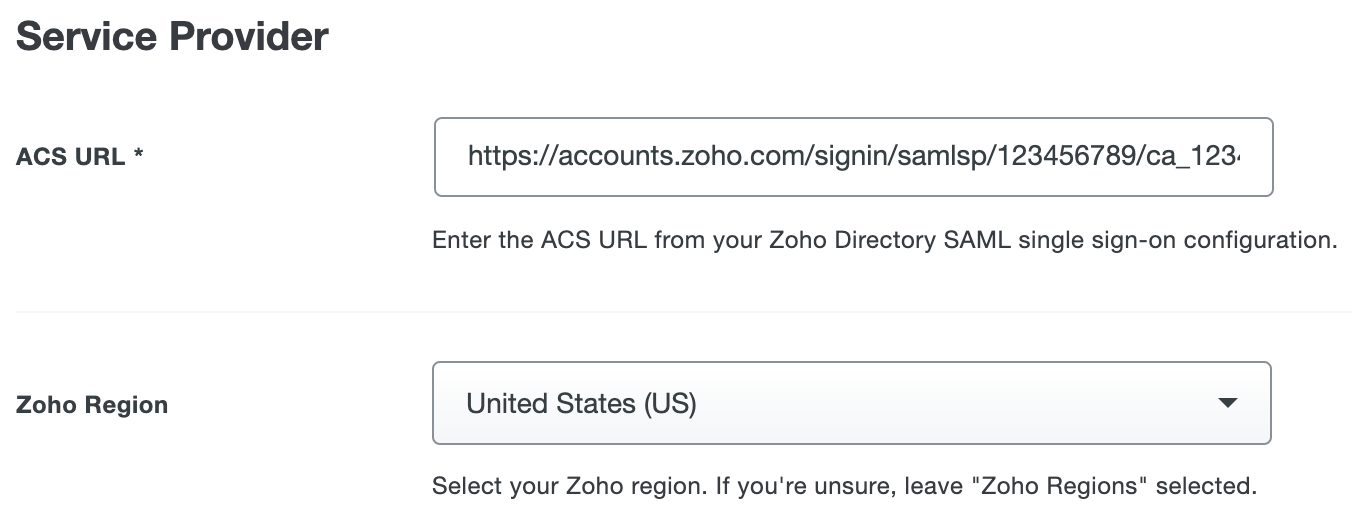 Duo Zoho Directory Service Provider Section