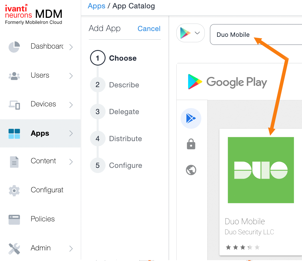 Locate Duo Mobile in Play Store