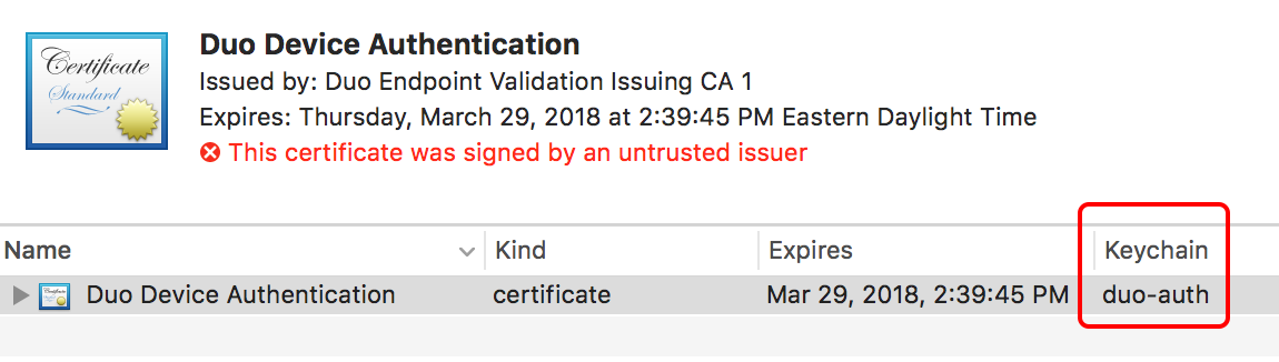 Duo macOS Certificate Verification