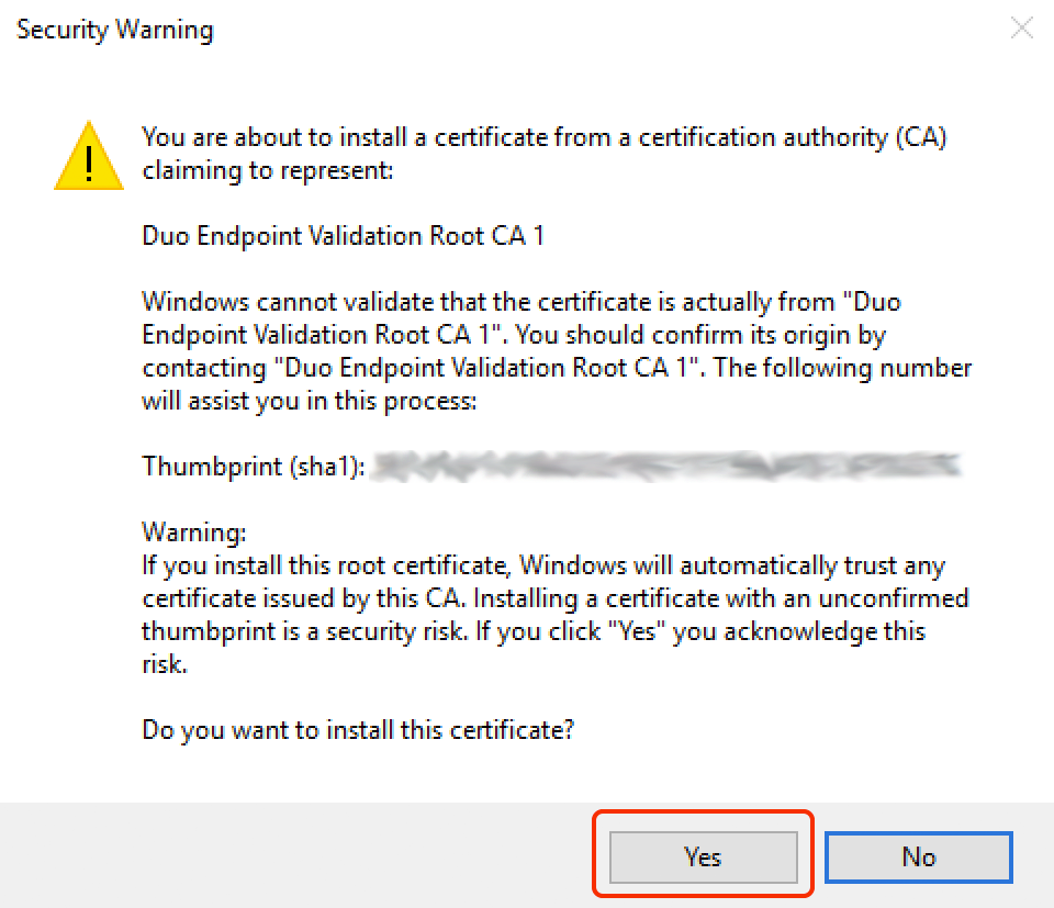 Windows Certificate Import Warning