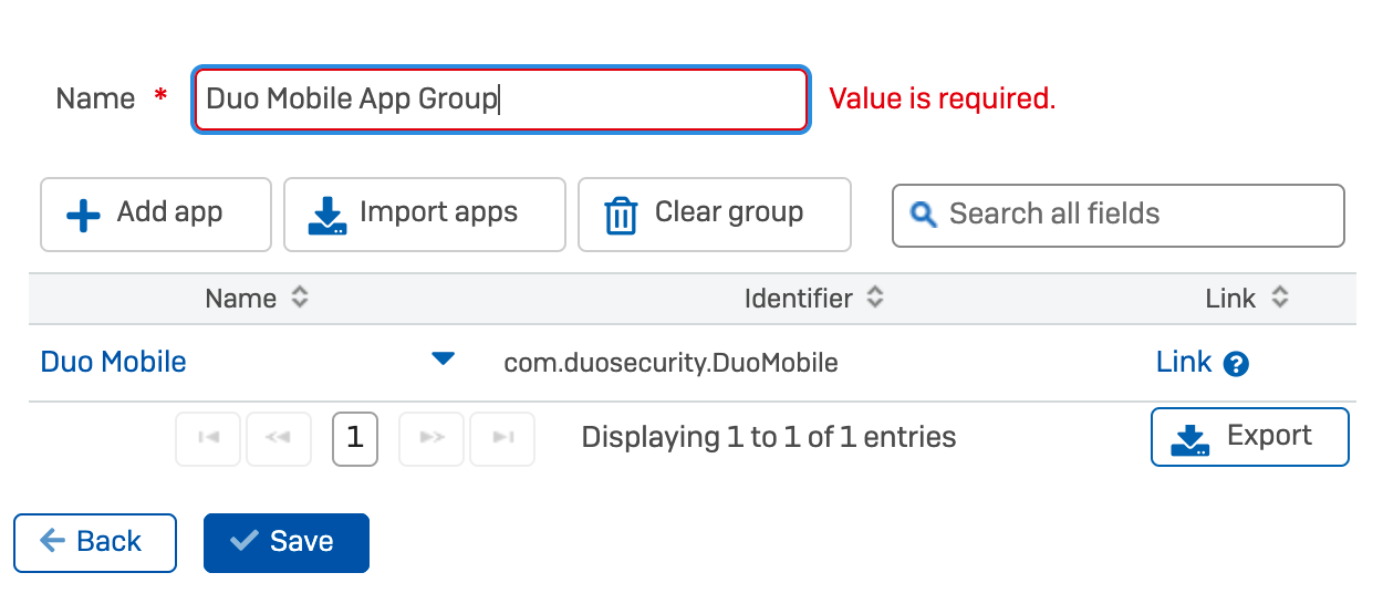 Duo Mobile in Sophos Mobile App Group