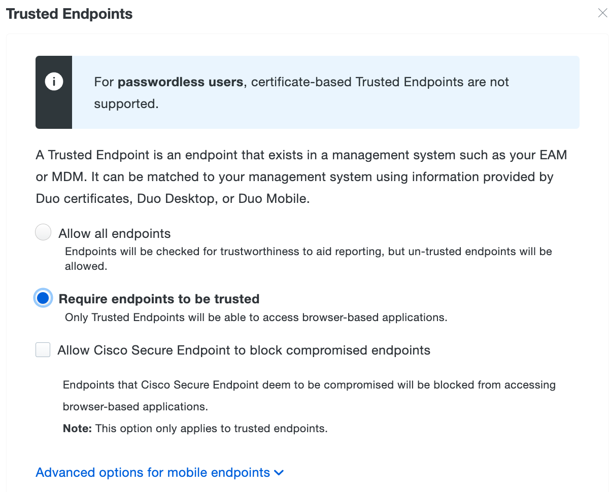 Trusted Endpoints Policy to Block Unmanaged Device Access