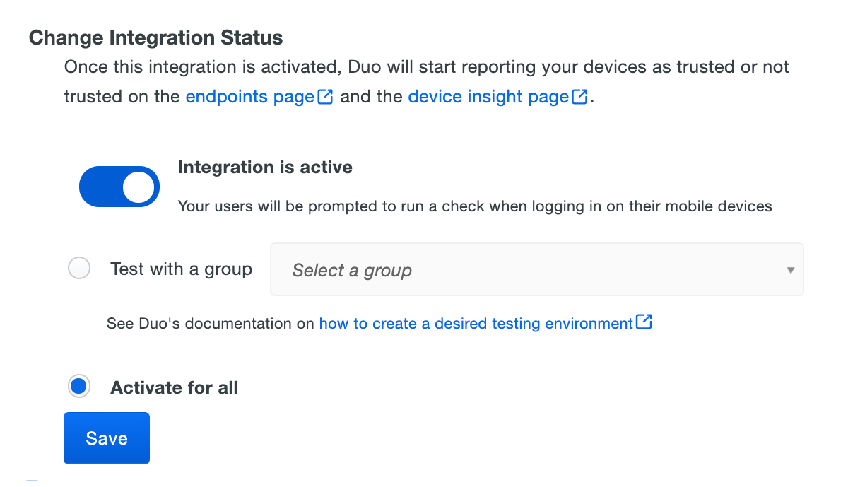 Enable Trusted Endpoints Management Integration