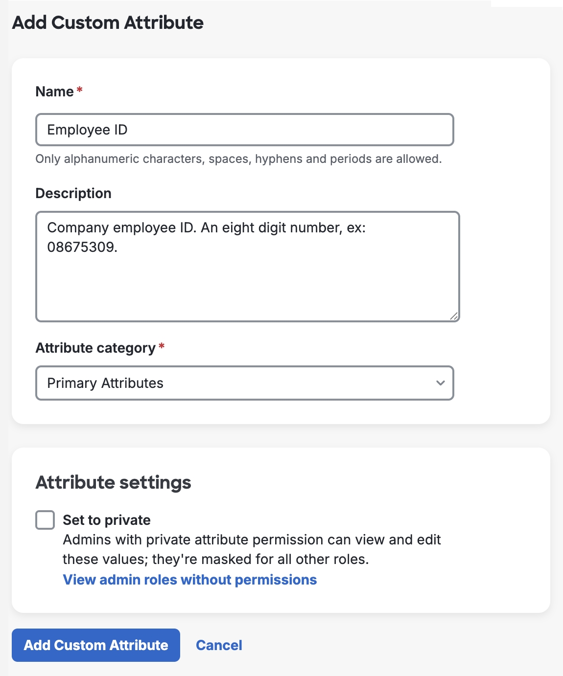 New Custom User Attribute