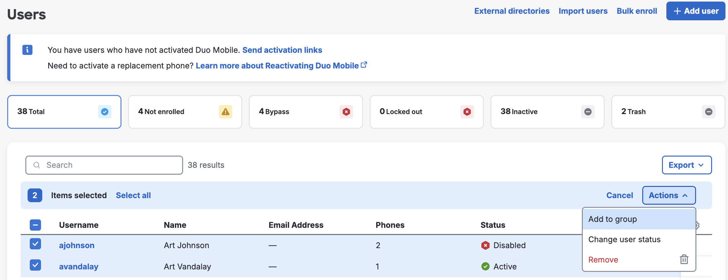 Adding Users to Group
